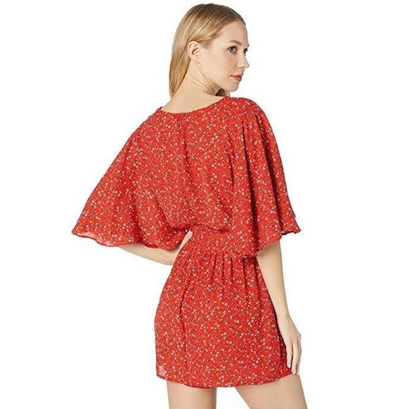 Jack by BB Dakota New Women's Spring Breaker Floral Flutter Sleeve Romper Red 6 - Picture 2 of 15